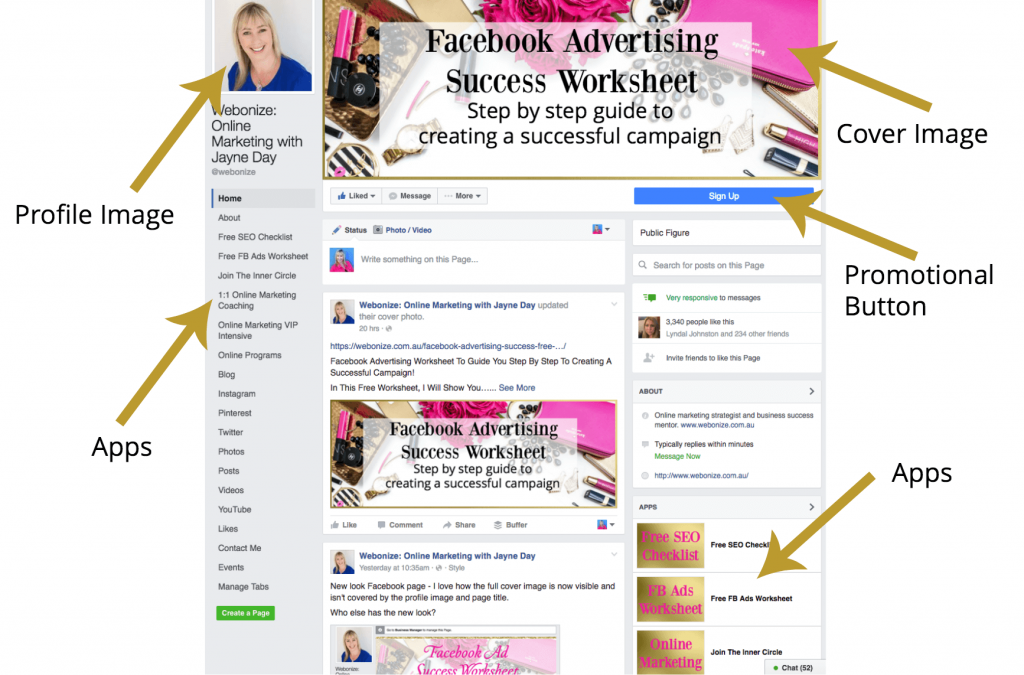 Facebook page features